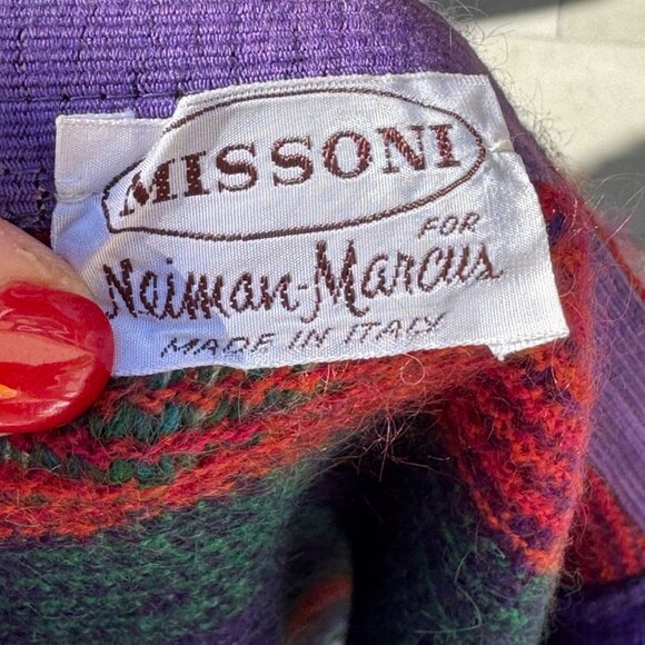 70s Missoni Skirt Set Knit Sweater Tartan Mohair Wool Matching Vintage Designer - Picture 3 of 7